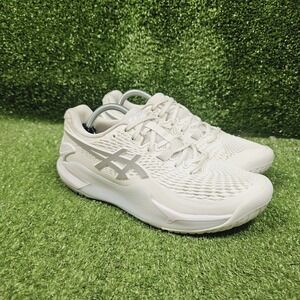 Asics Gel Resolution 9 Triple White Athletic Tennis Sneakers Womens Size 7